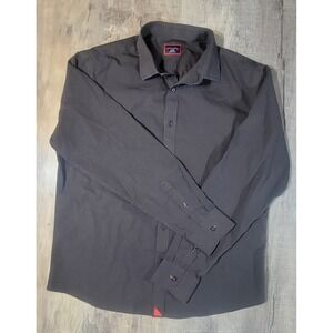 Untuckit Mens Large Button Up Long Sleeve Black Stone Red Shirt Wrinkle Free EUC